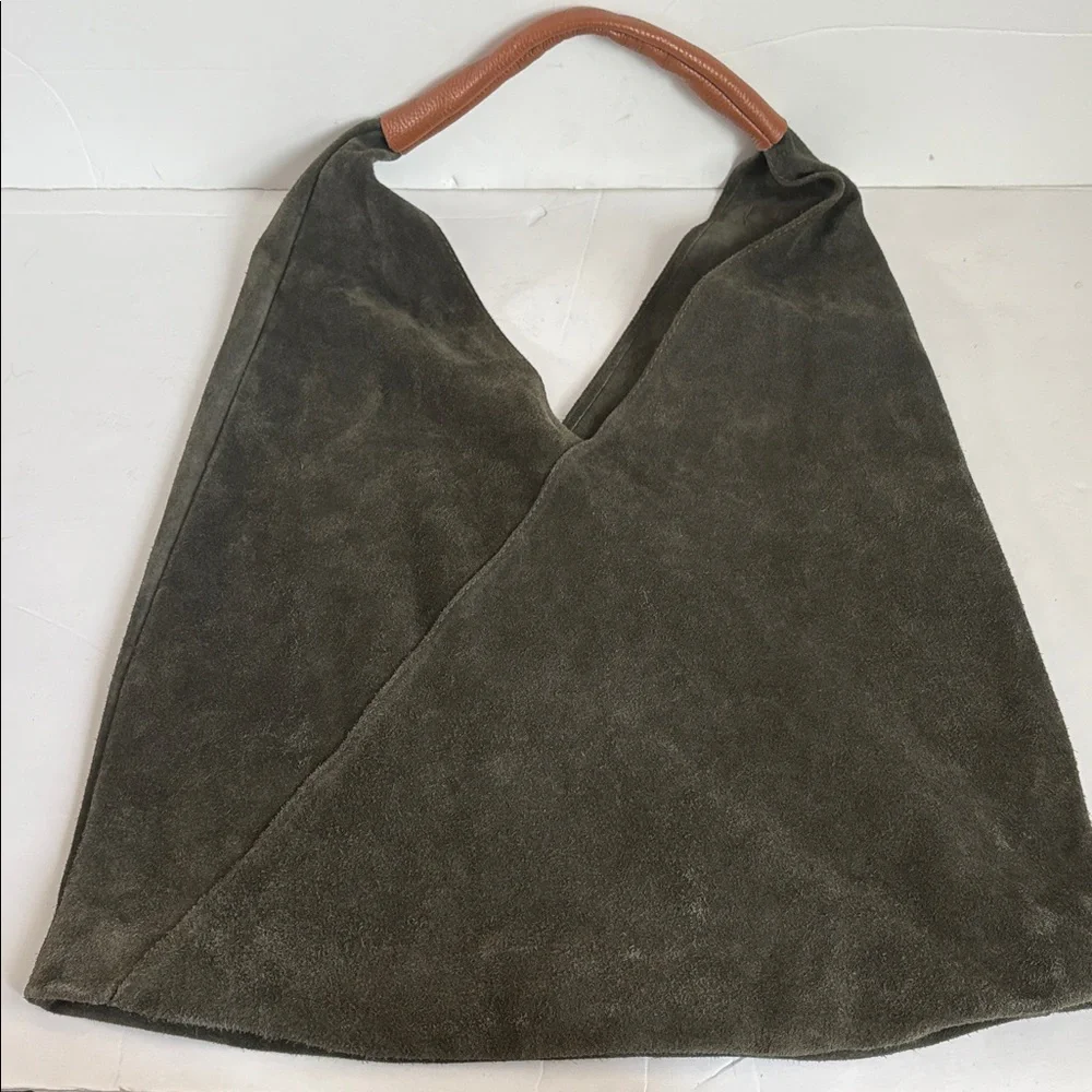 Made in Italy (no brand) olive green leather large tote shoulder bag boho style - Picture 16 of 16